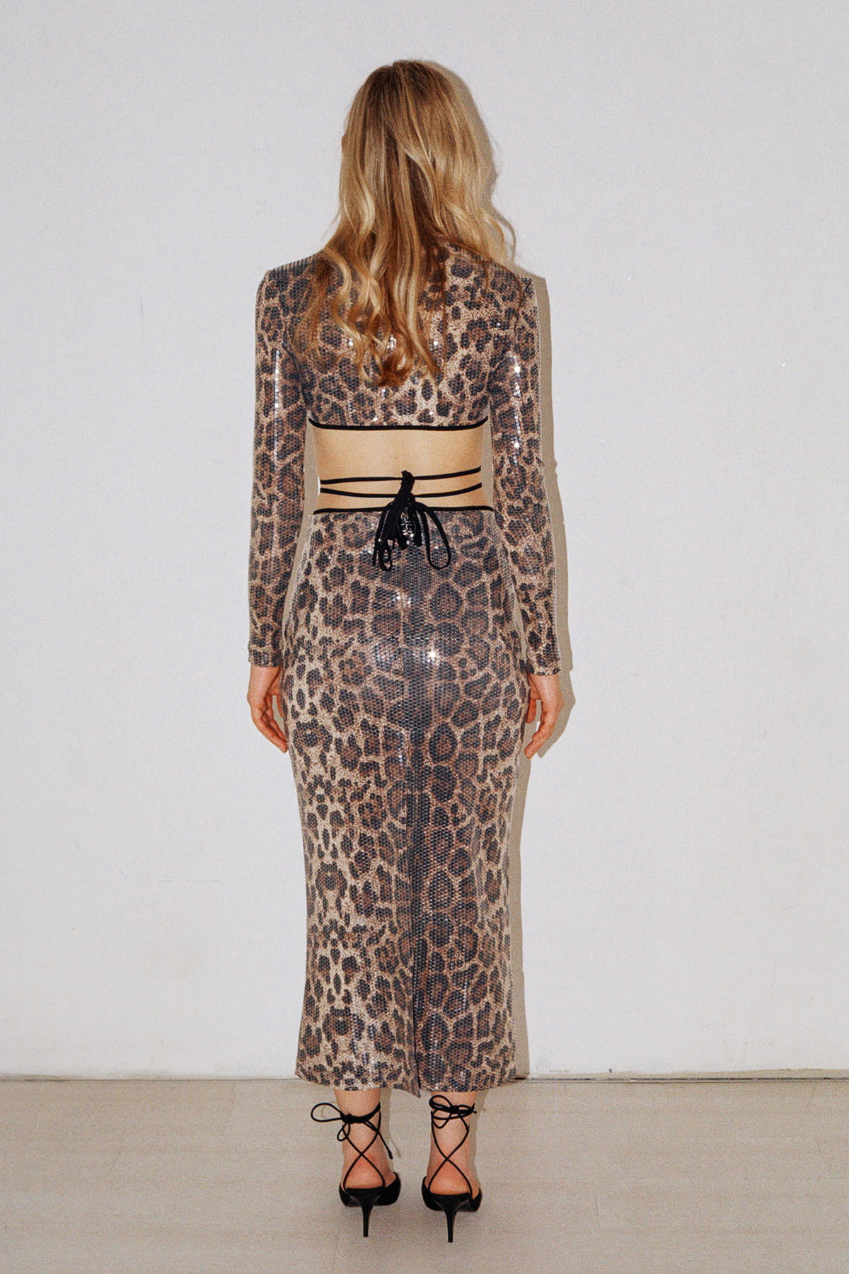 ANGELINE Leopard Patterned Sequin Skirt