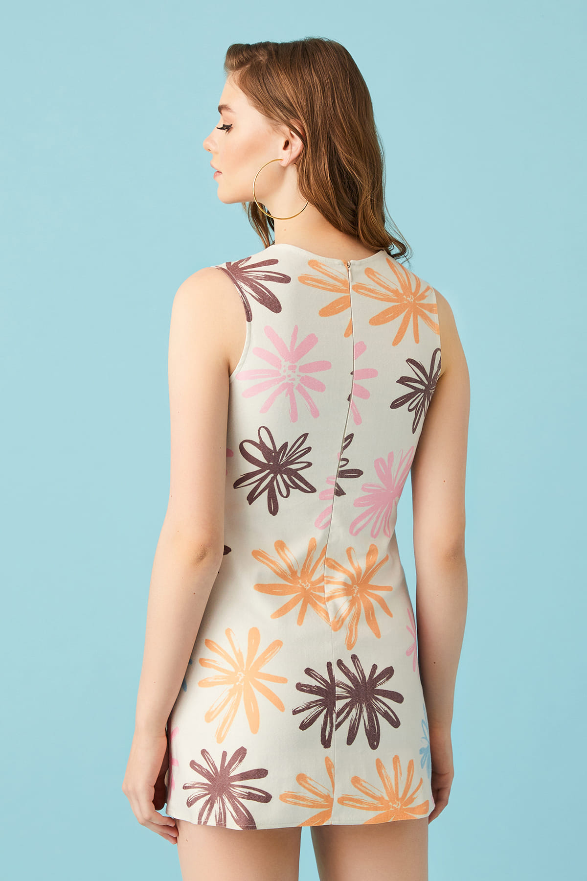 LINDA Floral Patterned Denim Mini Dress