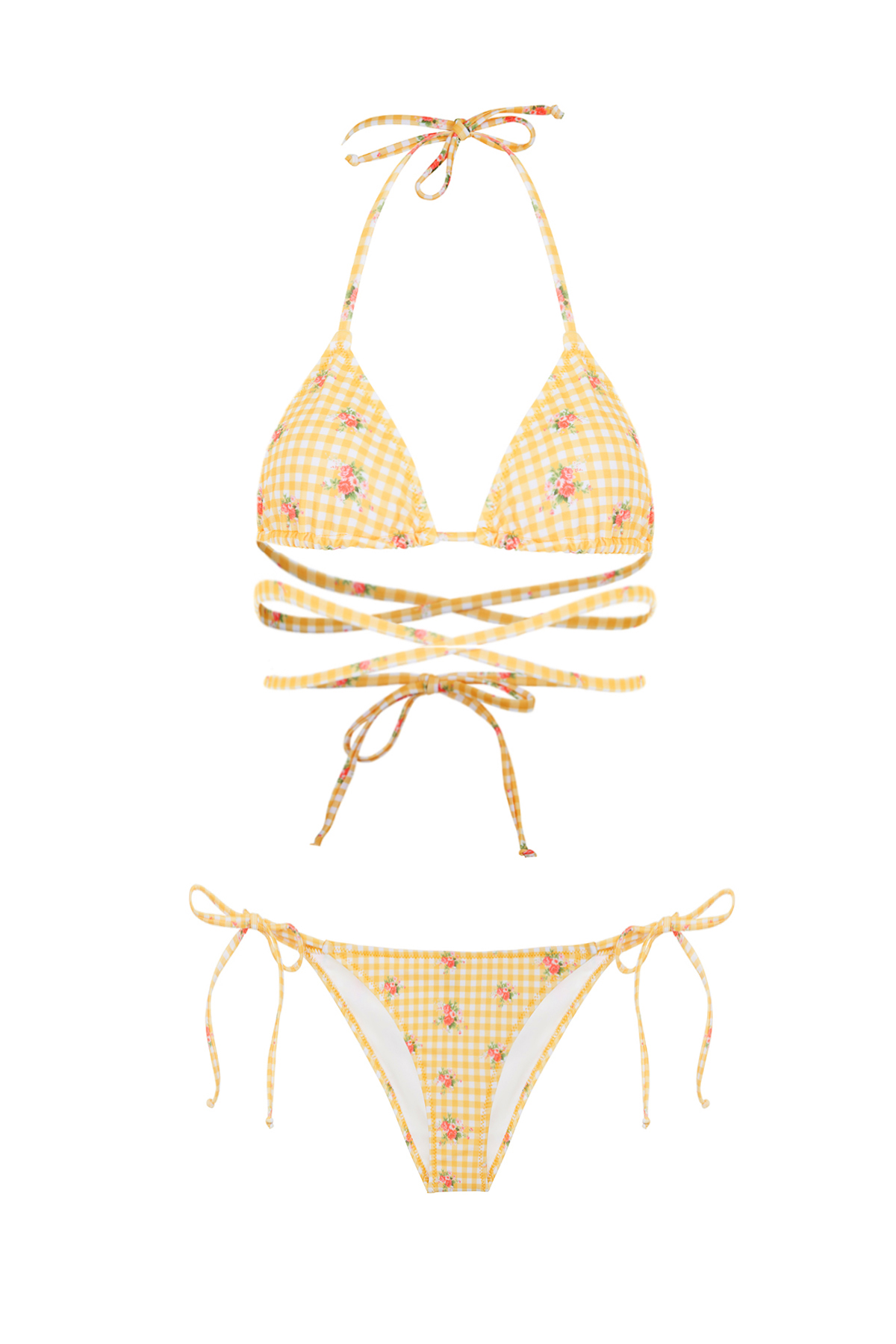 GIANNA Square Floral Pattern Triangle Bikini Set