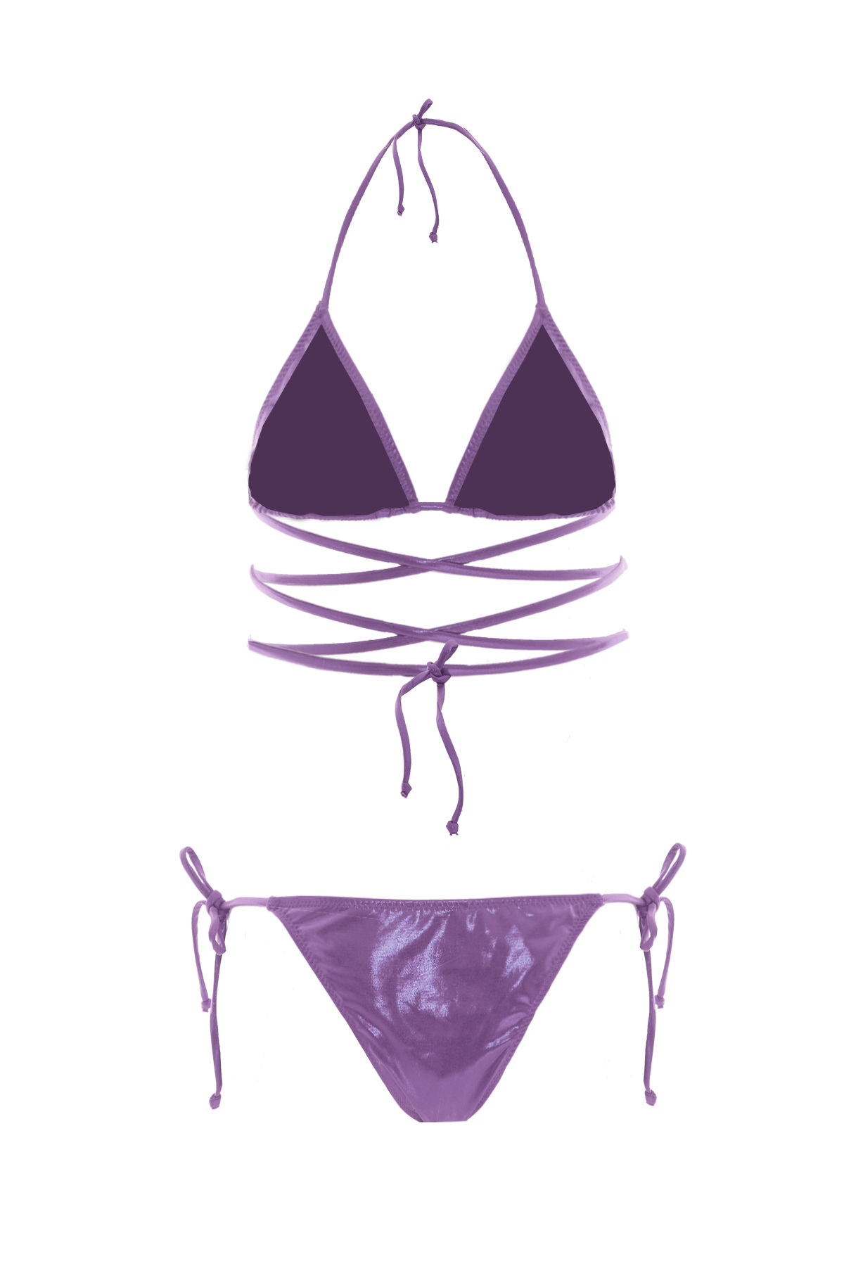 MILA Shiny Triangle Purple Bikini Set
