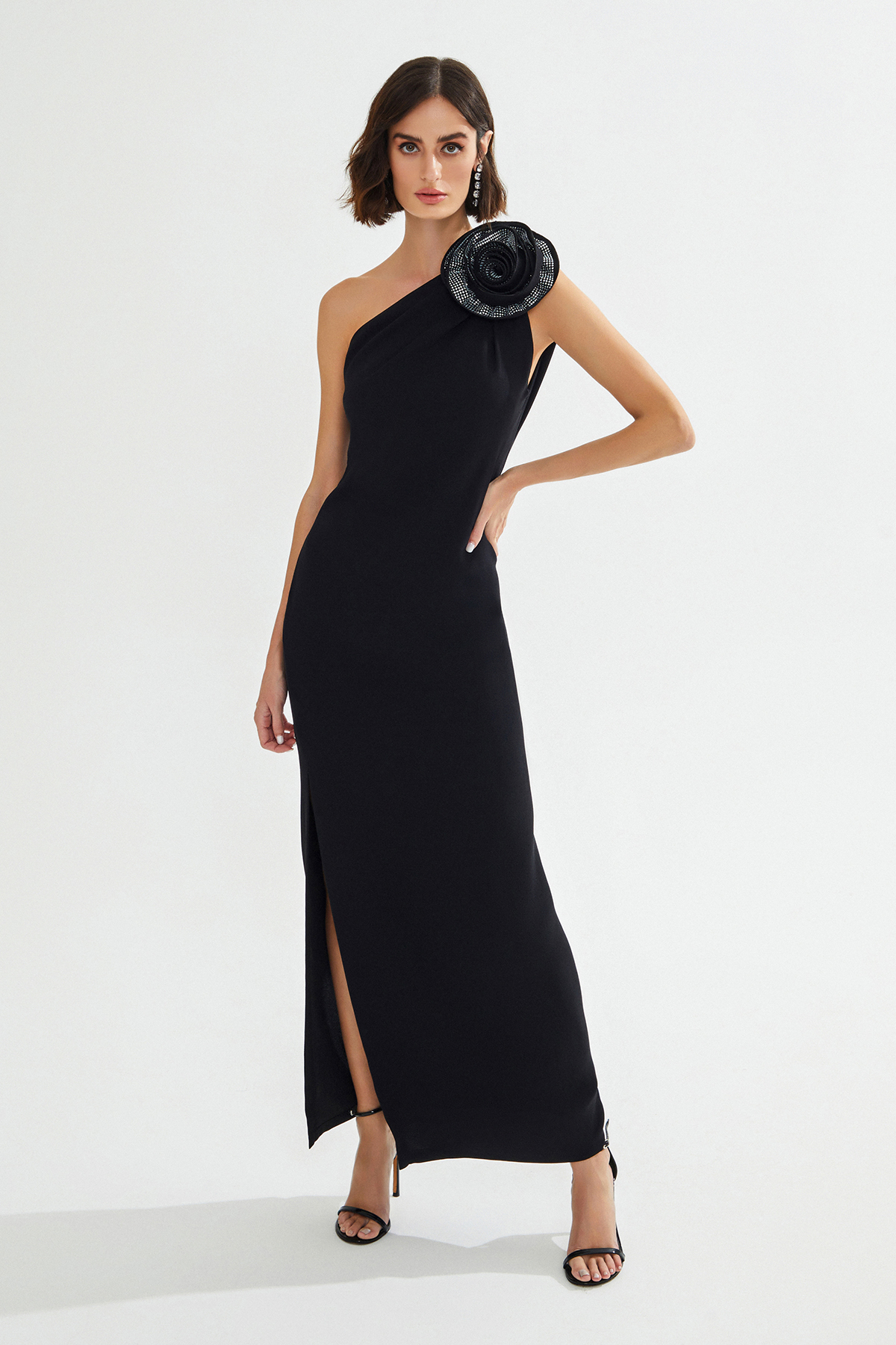 GENNIE One Shoulder Black Maxi Dress